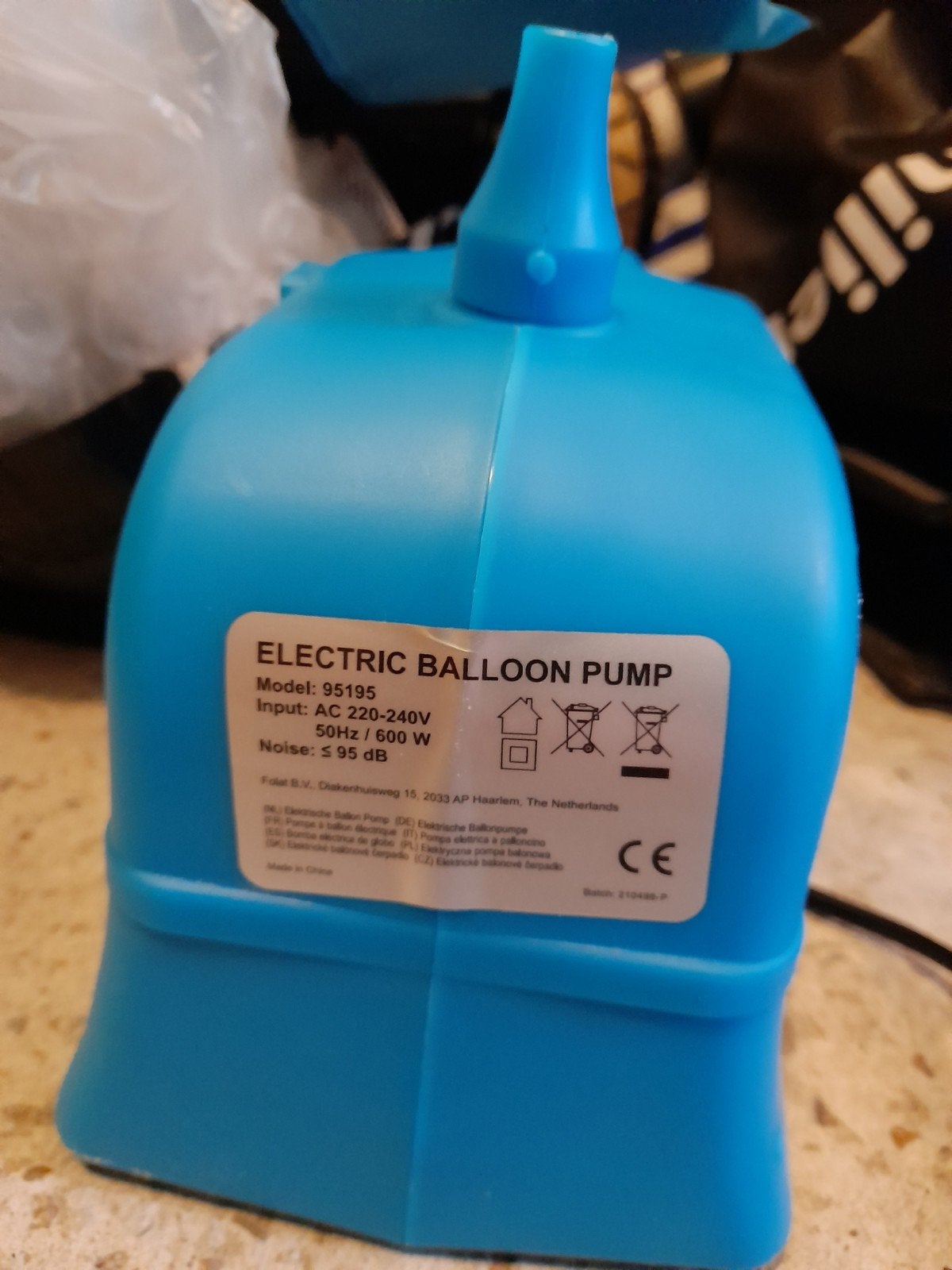 ballonnen pomp electrisch, Ophalen