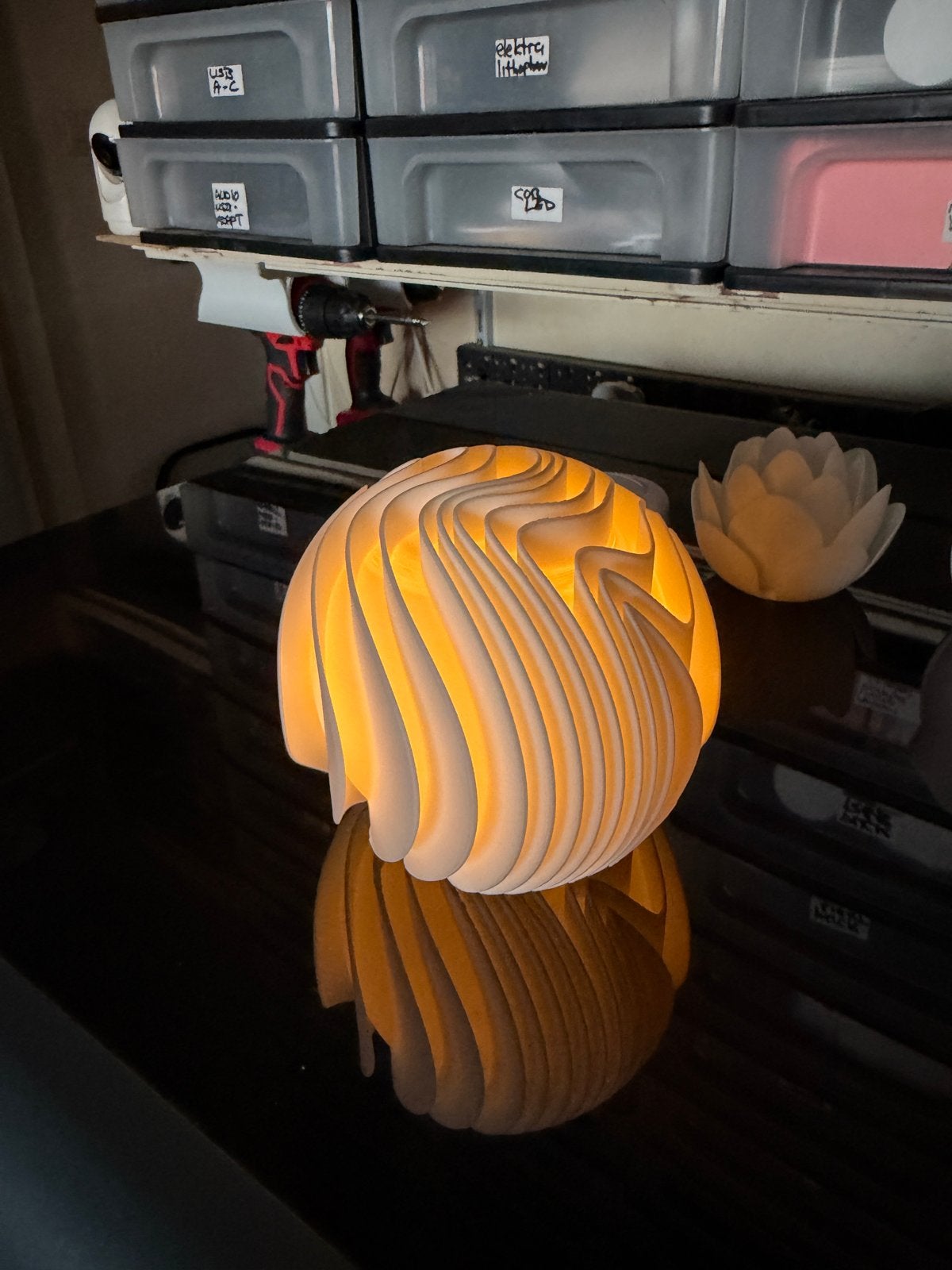 3D Geprinte Sfeerlamp met Elektrisch Waxinelichtje, Wit, Overige merken, Kunststof, Verzenden