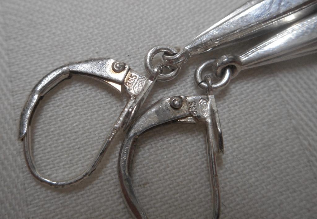 Zilveren vintage oorbellen met pegels nr.752, Sieraden, Tassen en Uiterlijk, Oorbellen, Hangers, Verzenden, Zo goed als nieuw