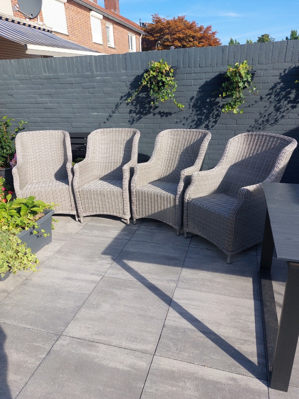 4x tuinstoelen wicker, Ophalen, Gebruikt, Kunststof, Terrastegels