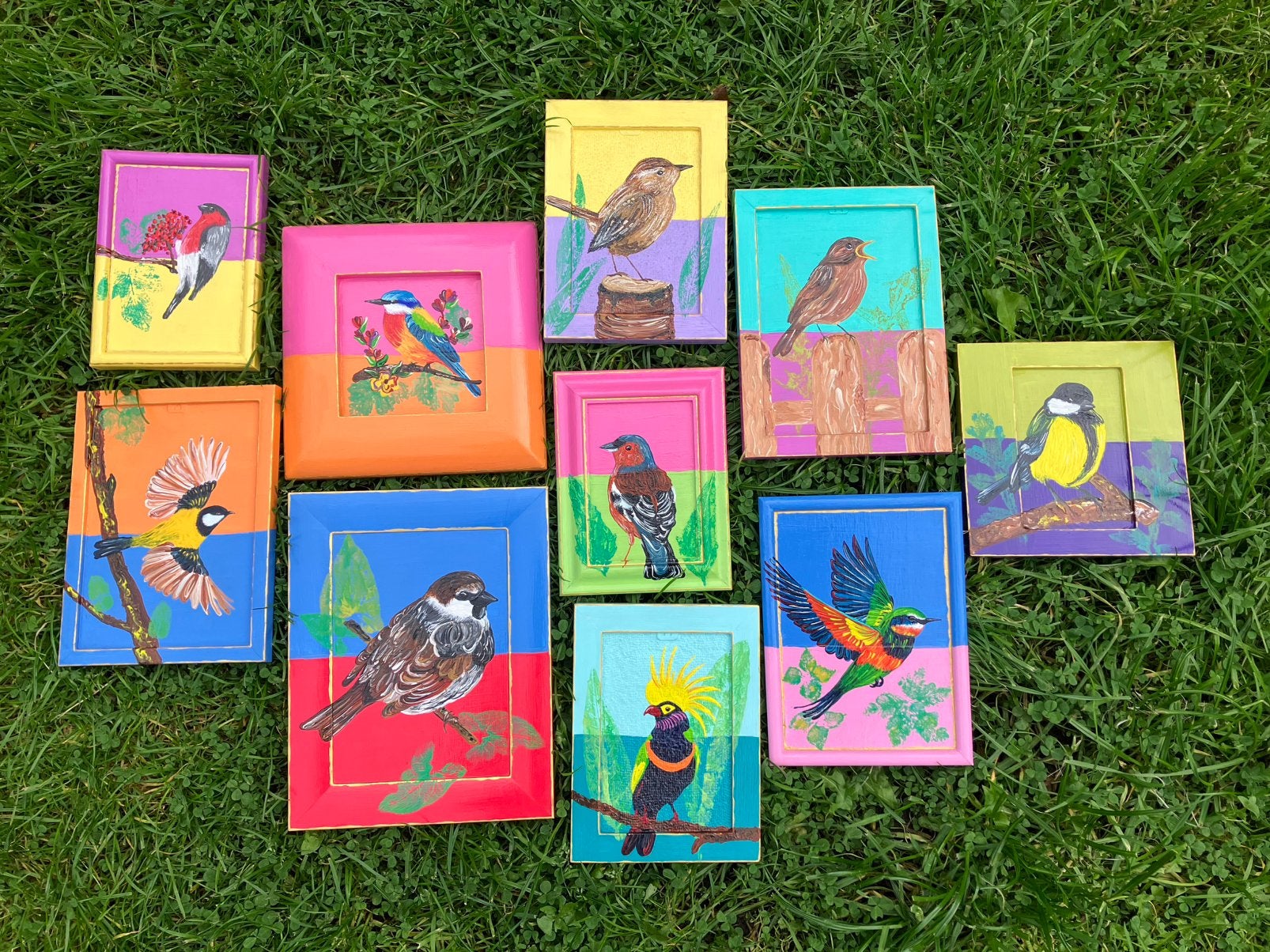 Beschilderde fotolijstjes vogels, Ophalen of Verzenden, Zo goed als nieuw