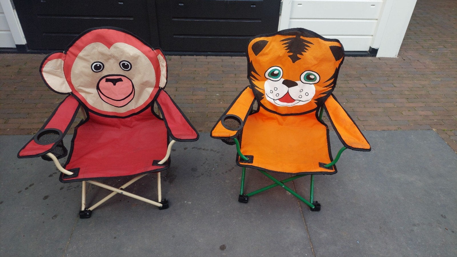 Kinder campingstoeltjes: aap en tijger, Ophalen, Gebruikt, Campingstoel