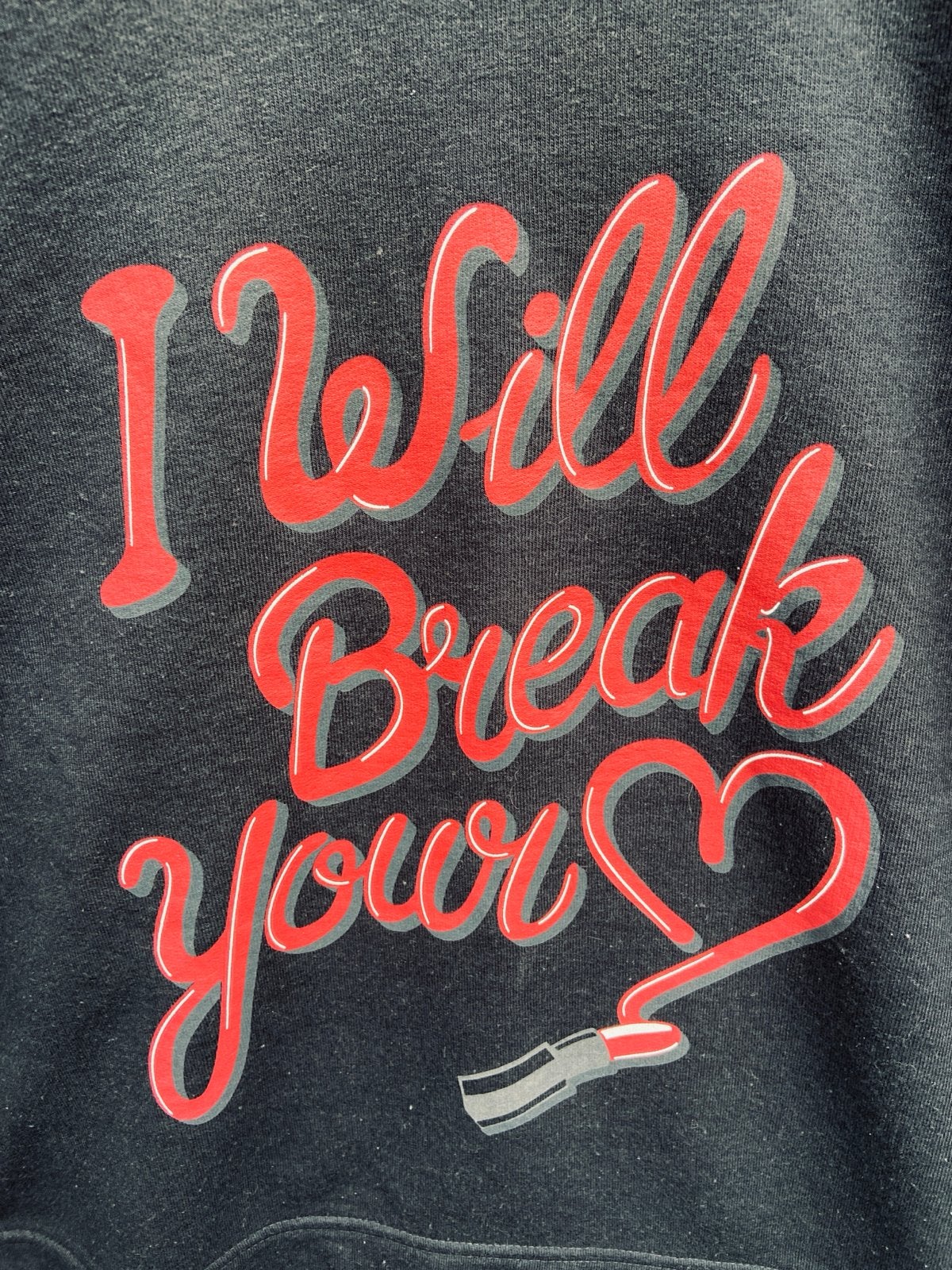 Zwarte sweater met 'I Will Break Your Heart' opdruk, Ophalen of Verzenden, Zo goed als nieuw, Maat 38/40 (M), Zwart