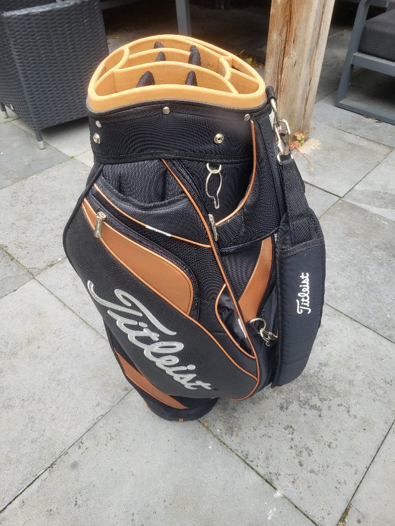 Titleist golftas / cartbag zwart-koper incl. regenkap, Sport en Fitness, Ophalen, Gebruikt, Tas, Overige merken