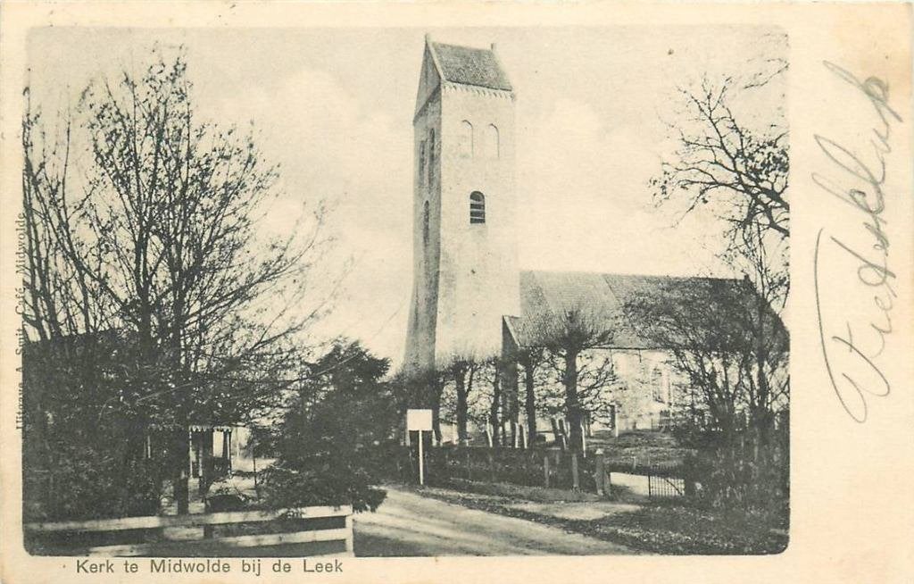388-564-019 Midwolde Kerk te Midwolde bij de Leek, Verzenden, Voor 1920, Groningen