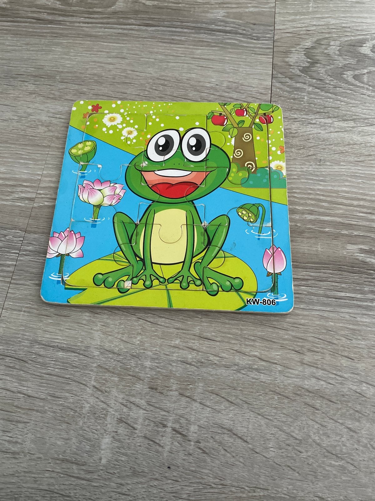 Houten puzzel kikker voor kinderen, 2 tot 4 jaar, Gebruikt, Ophalen of Verzenden, Van hout