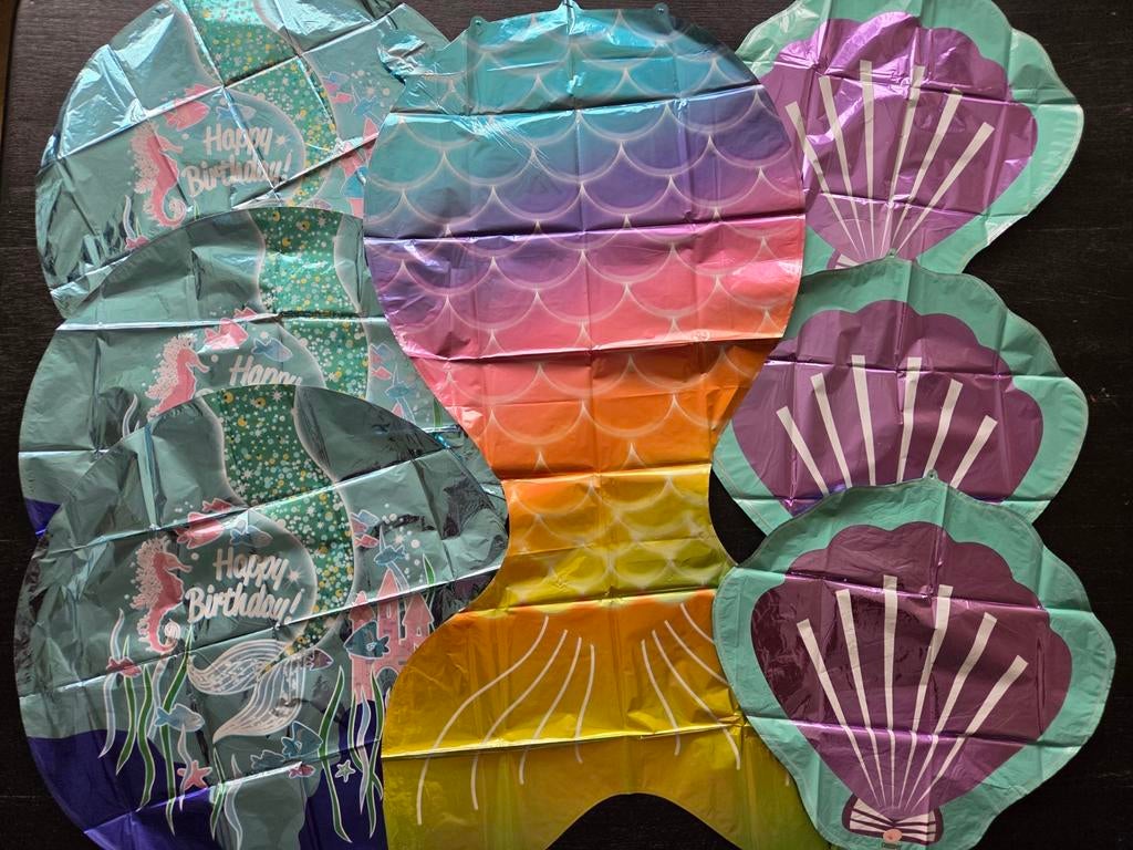 Zeemeermin * laatste set van 7 folie ballonnen, Ophalen of Verzenden, Nieuw, Versiering, Verjaardag