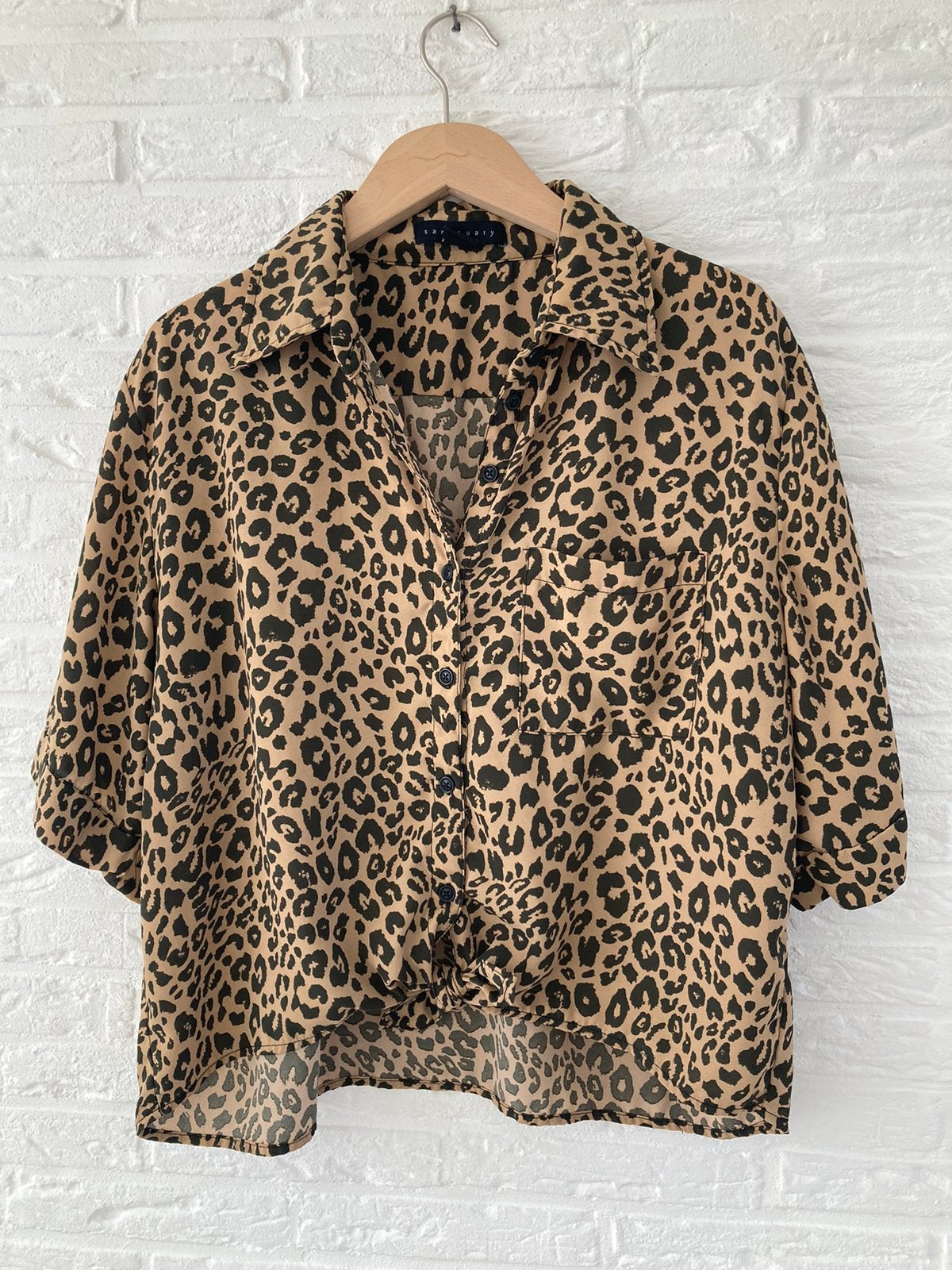 Blouse dierenprint S/M, Kleding | Dames, Ophalen of Verzenden, Zo goed als nieuw, Maat 36 (S), Bruin