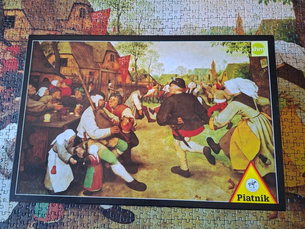 Kunstpuzzel Pieter Breugel,  boerendans 1000 stukjes, Ophalen of Verzenden, 500 t/m 1500 stukjes, Zo goed als nieuw