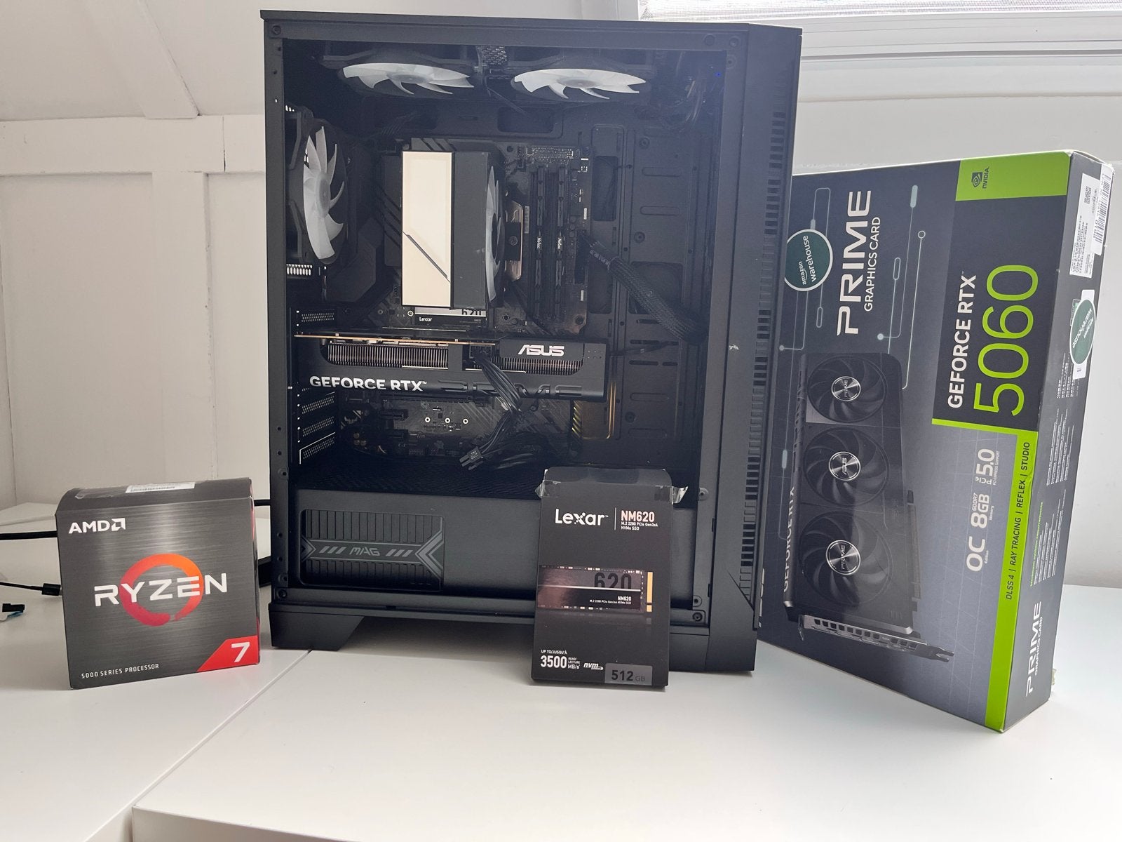 Gaming PC met AMD Ryzen 7, RTX 5060 32gb RAM, 500gb SSD, Computers en Software, Desktop Pc's, Ophalen, 32 GB, Zelfgebouwde PC