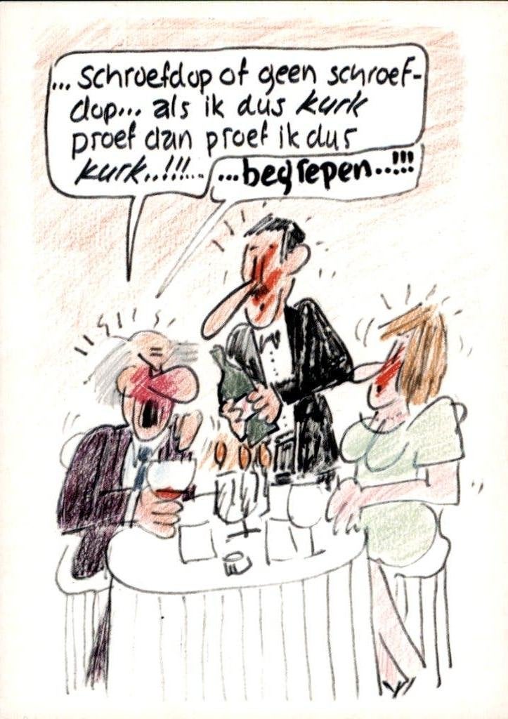 Schroefdop of geen schroefdop, ik proef kurk, Ophalen of Verzenden, 1980 tot heden, Ongelopen, Overige thema's