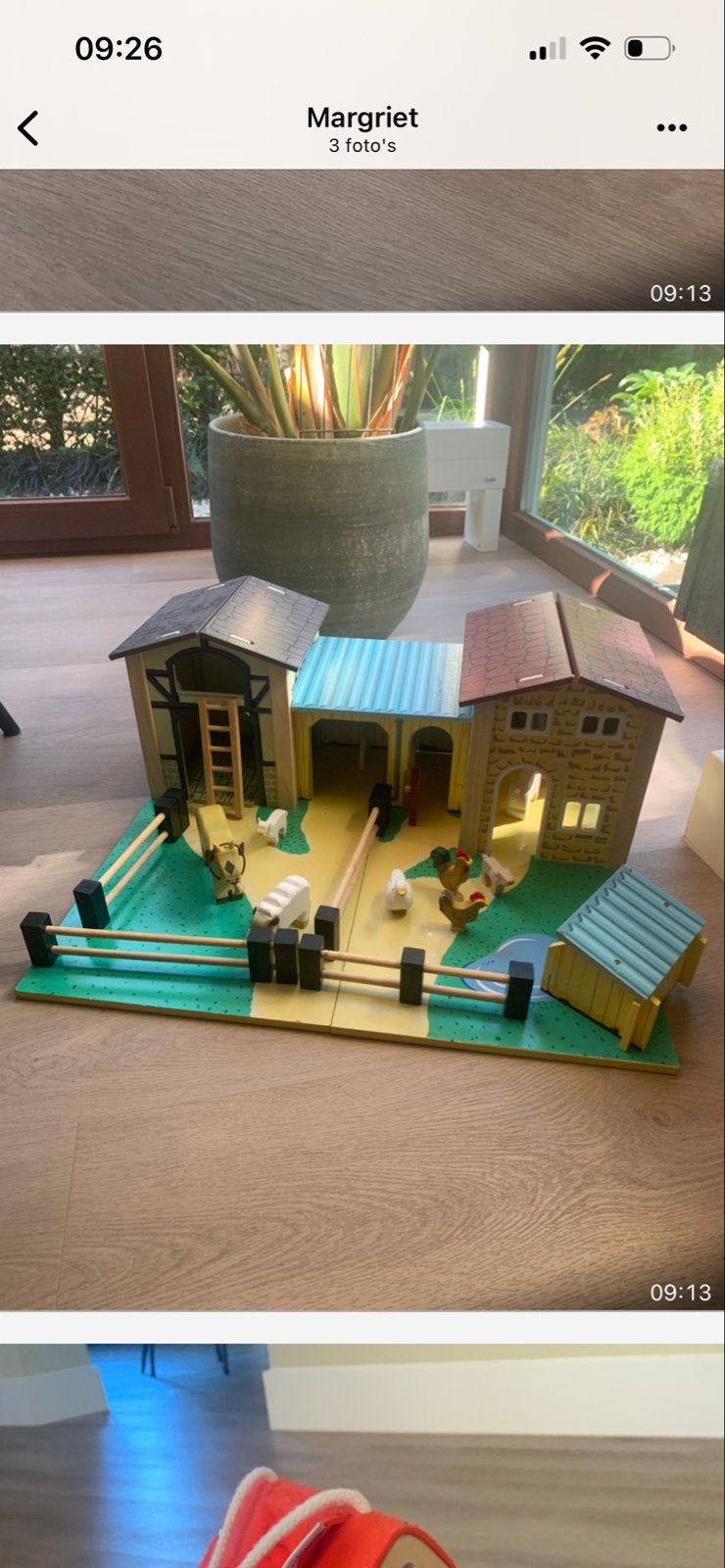 Le toy Houten speelboerderij met dieren, Ophalen of Verzenden, Gebruikt, Overige typen