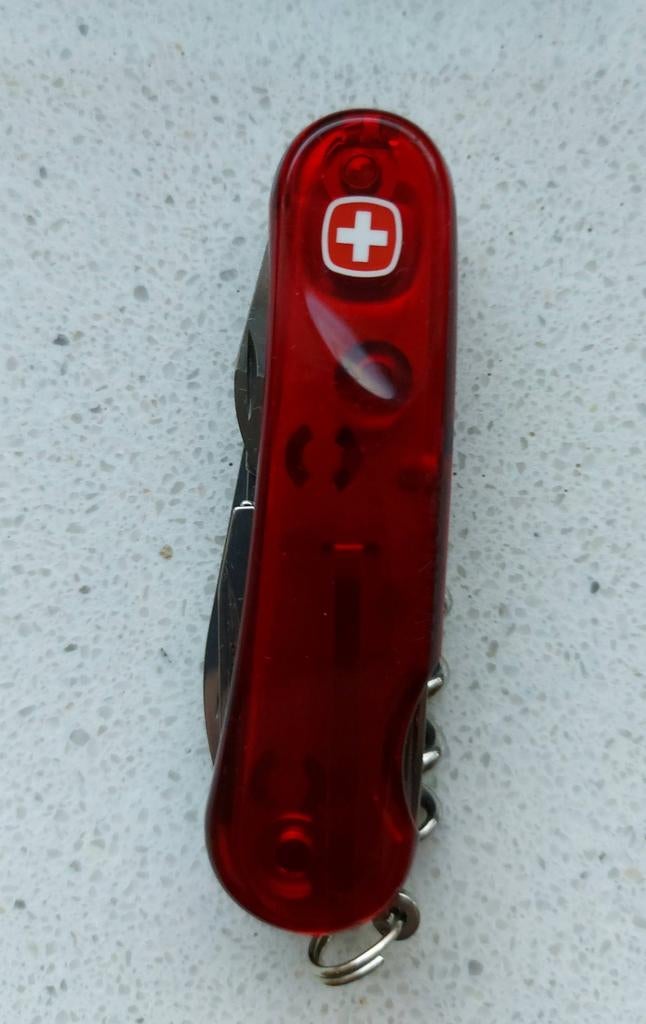 Wenger delemont mes zakmes Victorinox rood transparant, Ophalen of Verzenden, Zo goed als nieuw
