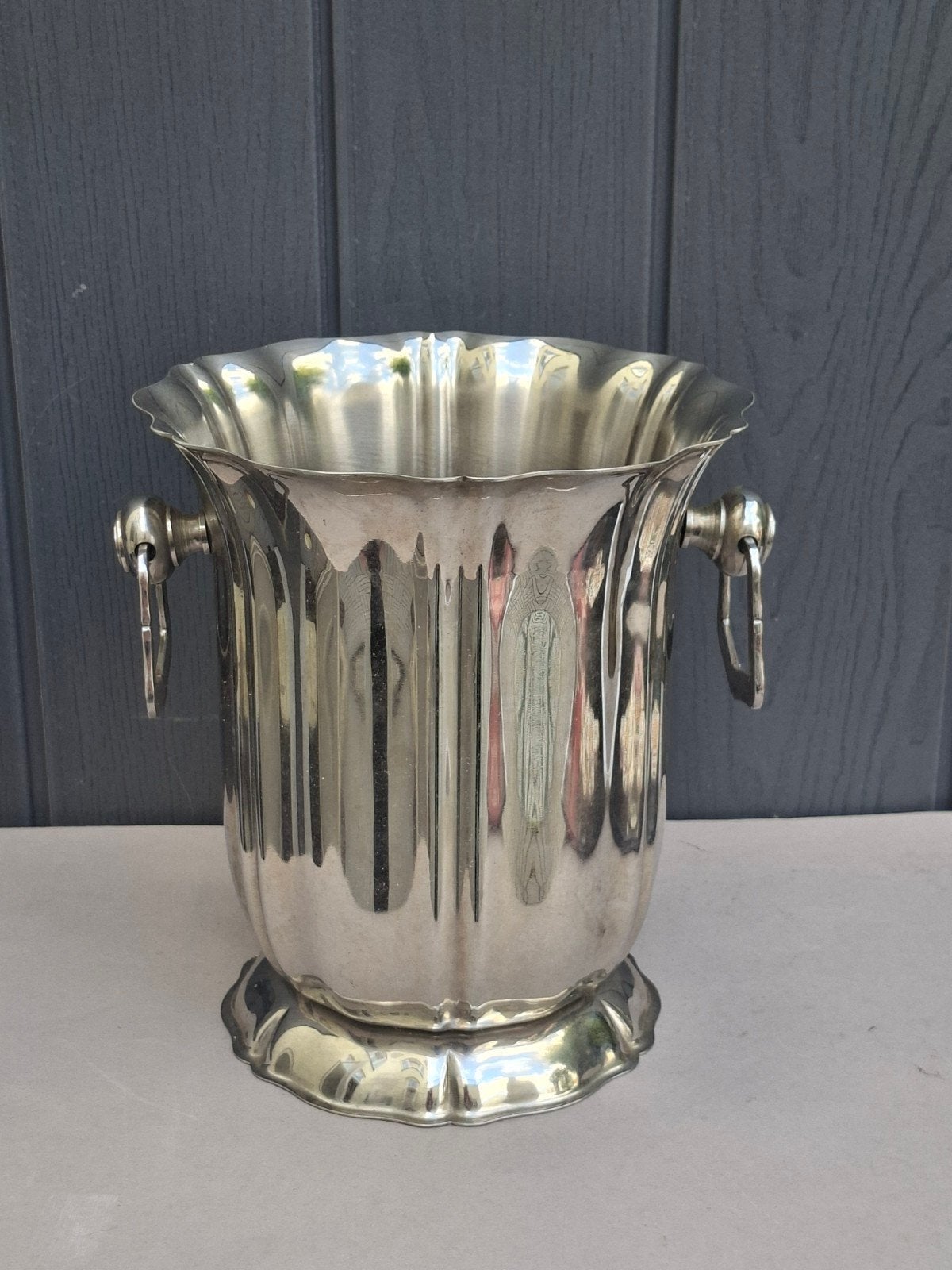 Vintage Verzilverde Wijnkoeler Champagnekoeler met ringen, Ophalen of Verzenden