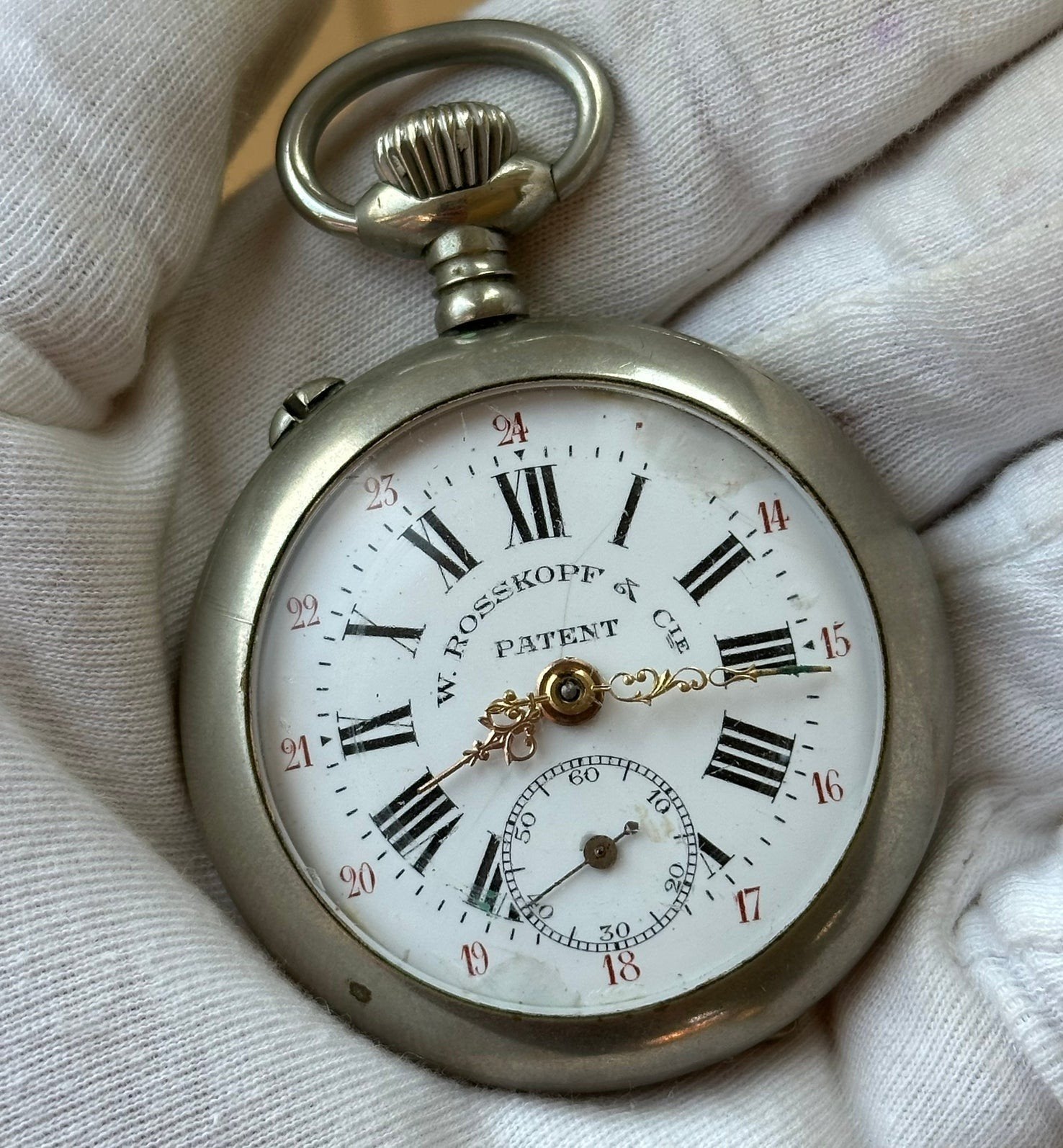 Antiek W. Rosskopf & Cie Patent Zakhorloge, Overige merken, Overige materialen, Zakhorloge, Ophalen of Verzenden