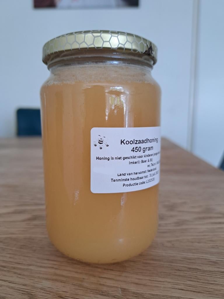 Koolzaadhoning 450 gram, Ophalen of Verzenden