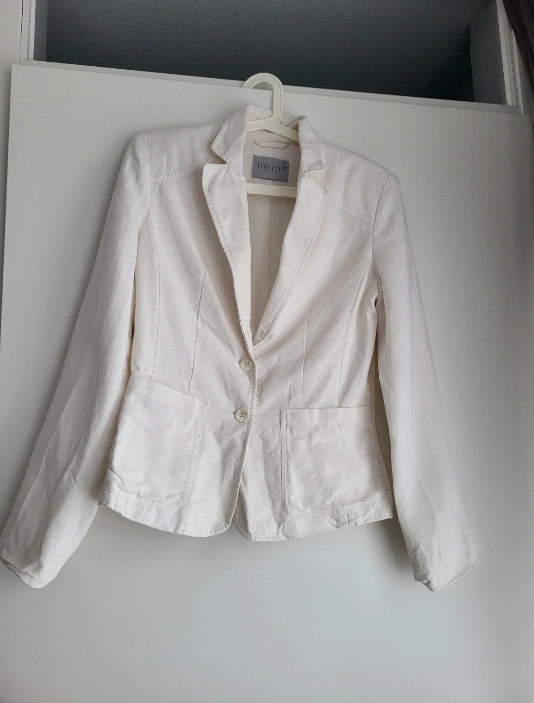 100% Linnen Witte Blazer, Wit, Ophalen of Verzenden, Zo goed als nieuw, Jasje