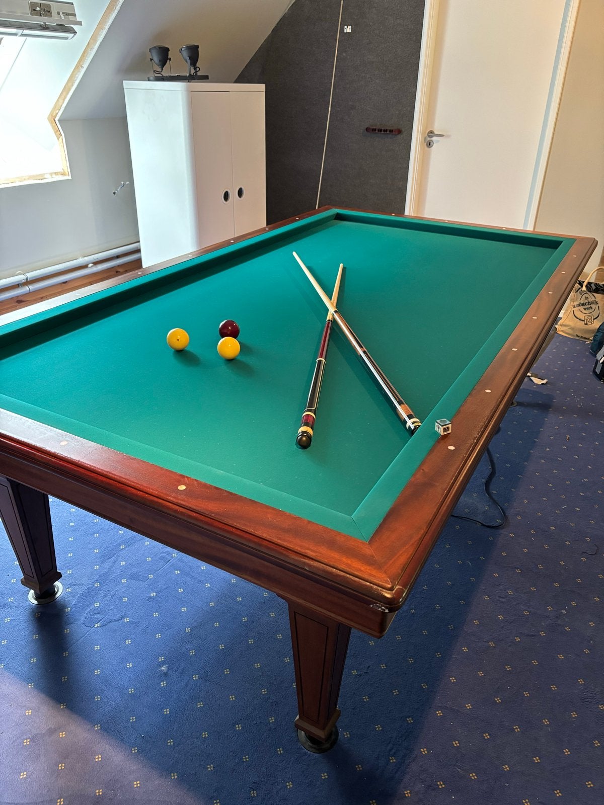 Wedstrijdbiljart met verwarming - Bierling-de Schepper, Ophalen of Verzenden, Gebruikt, Biljarttafel