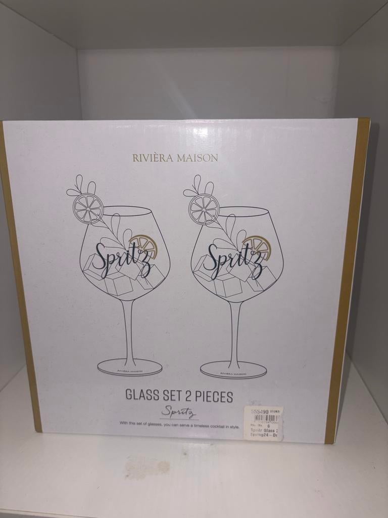 Riviera Maison Spritz glazen nieuw in doos, Ophalen of Verzenden, Nieuw, Glas, Riviera Maison