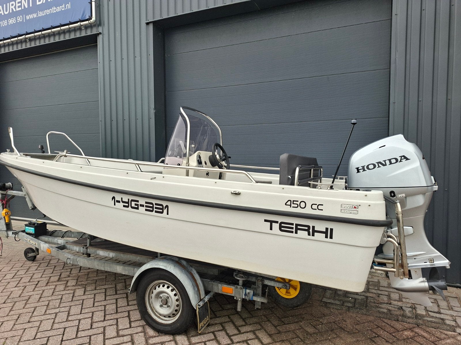 Prachtige Terhi 450 + Honda 40PK *2022*, Viertaktmotor, Ophalen of Verzenden, Zo goed als nieuw, 30 tot 50 pk