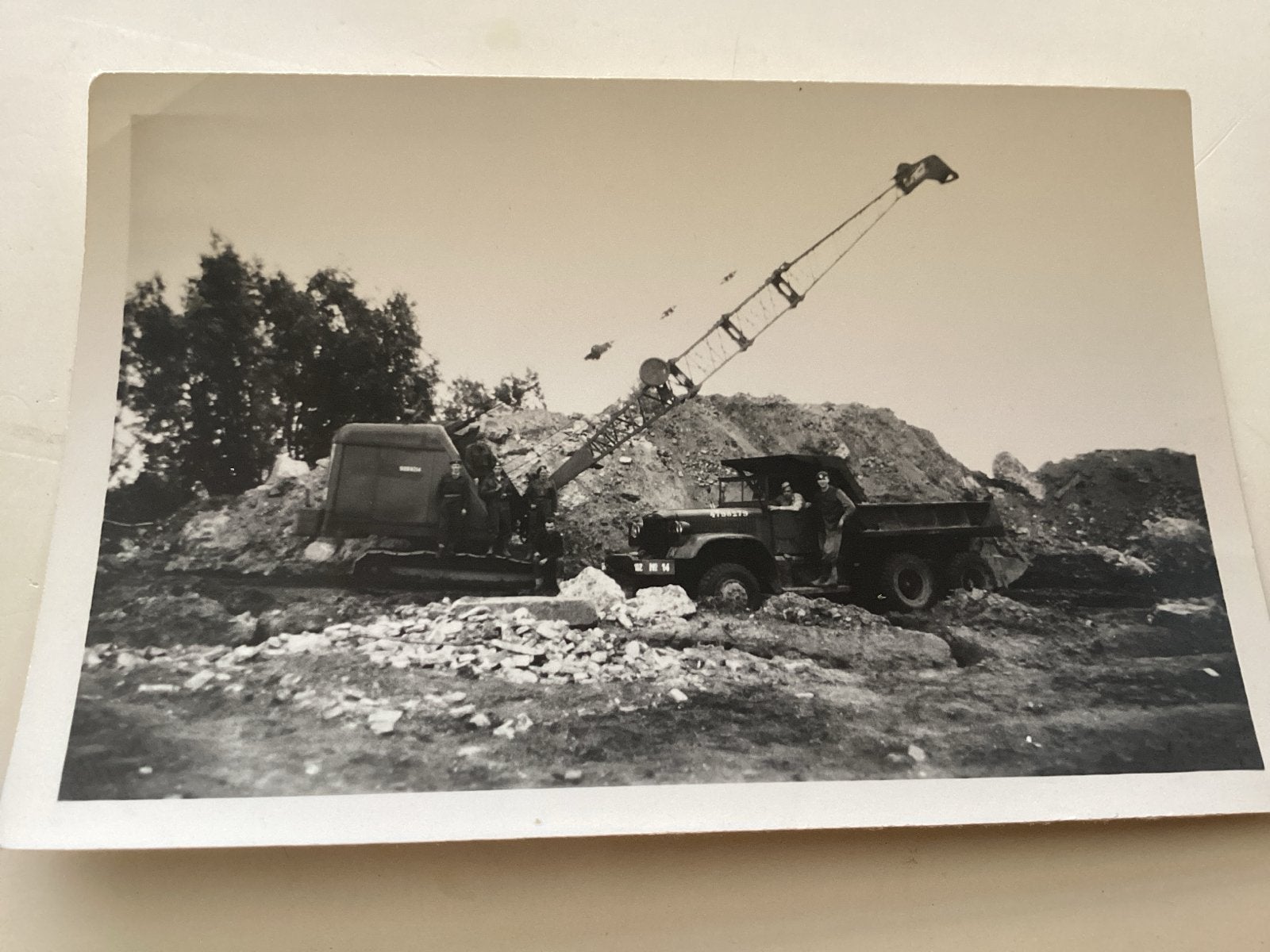 Kraan en Dumper aan het werk 6x9 cm, Ophalen of Verzenden