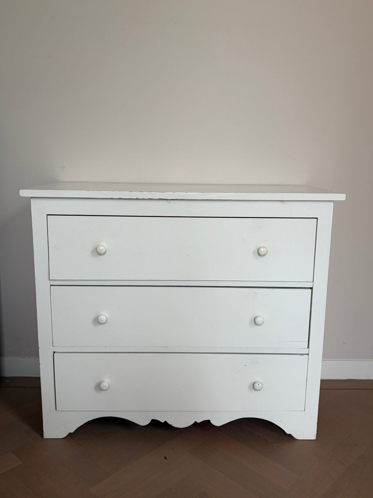 Landelijke brocante commode - wit - 110 cm breed, Ophalen, Landelijke brocante stijl, Gebruikt, 100 tot 150 cm
