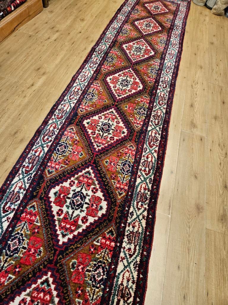 Vintage handgeknoopt perzisch tapijt loper hamadan 417x85, Info@SlatsAntiek.nl, Perzisch, 200 cm of meer, Rechthoekig