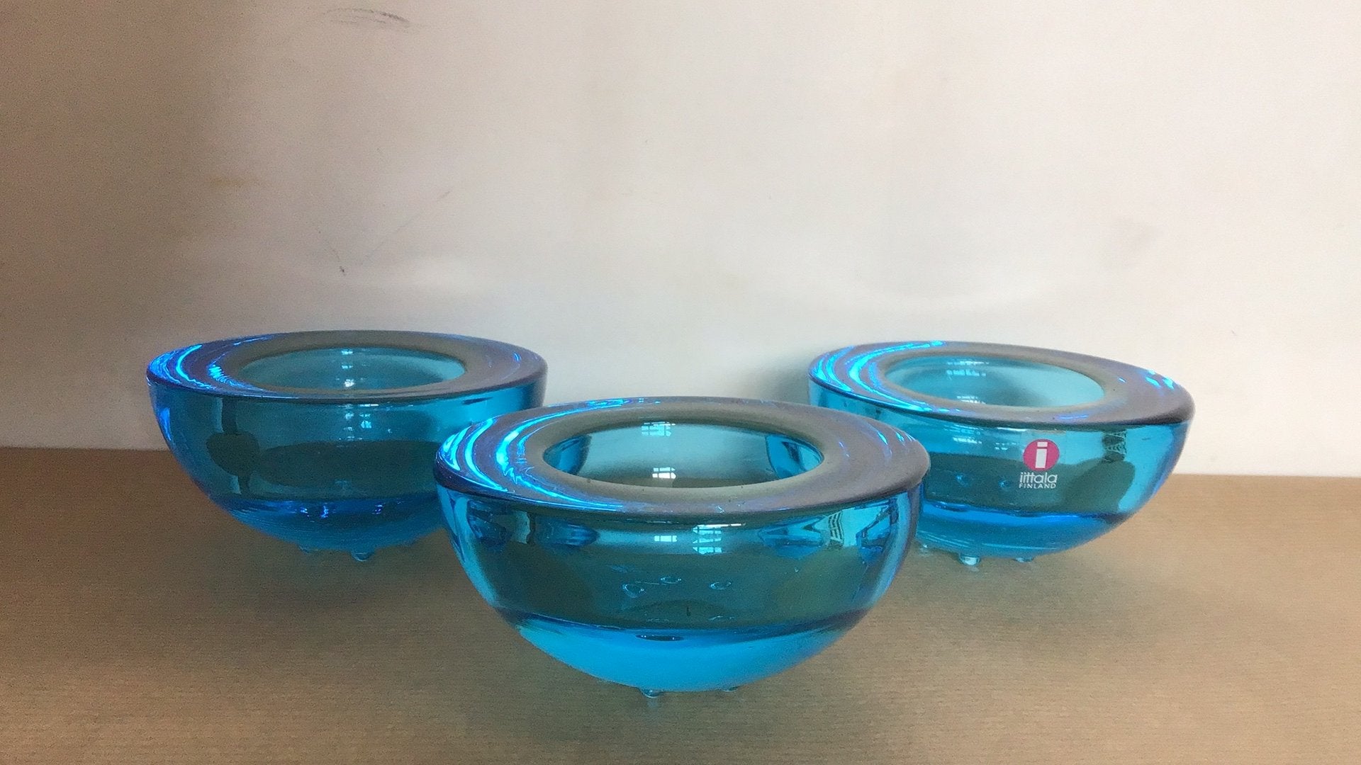 Iittala “Ballo” waxinelichthouder 3 x   Turquoise, Ophalen of Verzenden, Waxinelichthouder, Iittala