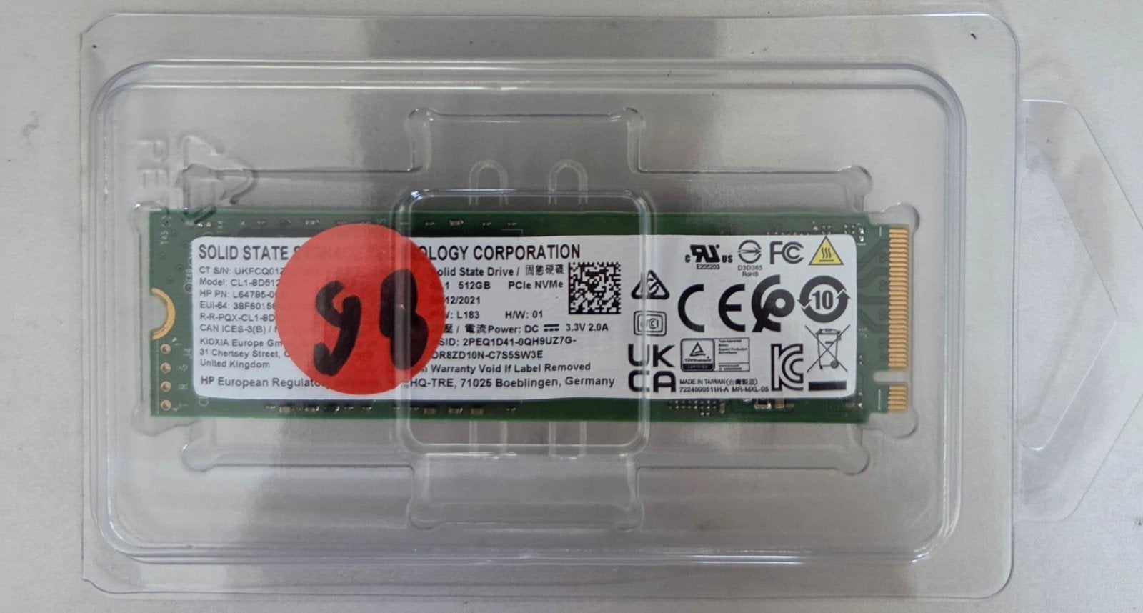 HP SSD 512GB PCIe NVMe M.2 2280 -, Intern, Server, SSD, Onbekend