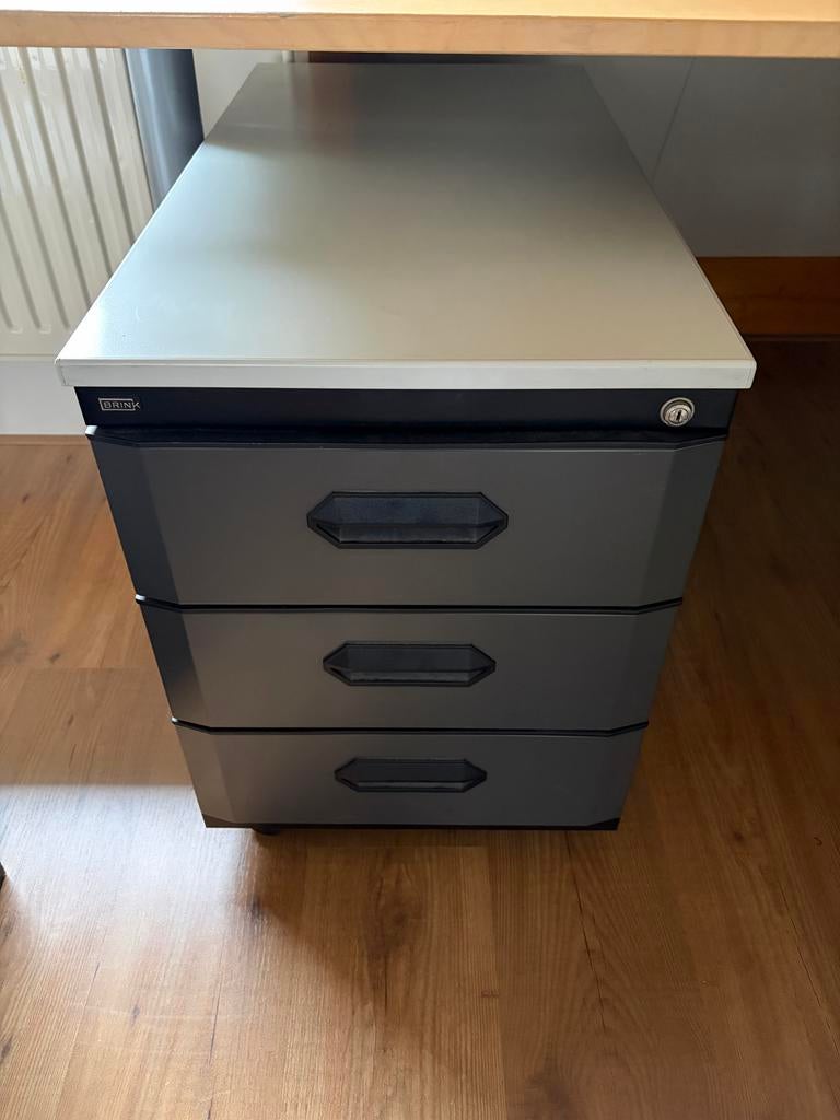 Brink ladeblok met 3 laden - sleutel ontbreekt, Huis en Inrichting, Kasten | Computermeubels, Ophalen, Zo goed als nieuw, Metaal
