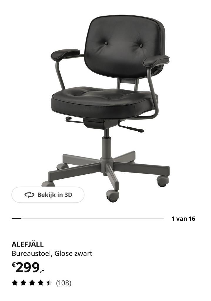 Leren bureaustoel NIEUW!, Huis en Inrichting, Bureaustoelen, Verzenden, Nieuw, Zwart, Bureaustoel
