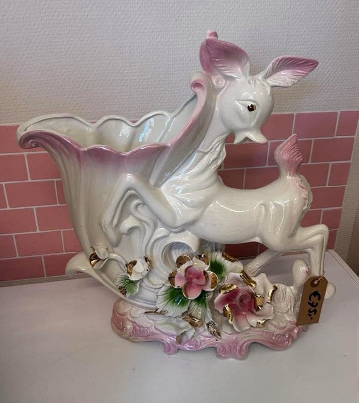 Vintage Hully Pottery Hert Beeld - Jaren '50 zoet en vintage, Ophalen of Verzenden