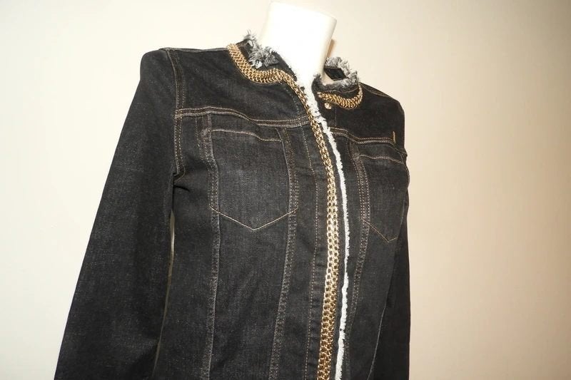 Studio Anneloes jeans jasje afgewerkt met gouden ketting S, Verzenden, Jasje, Maat 36 (S), Gedragen