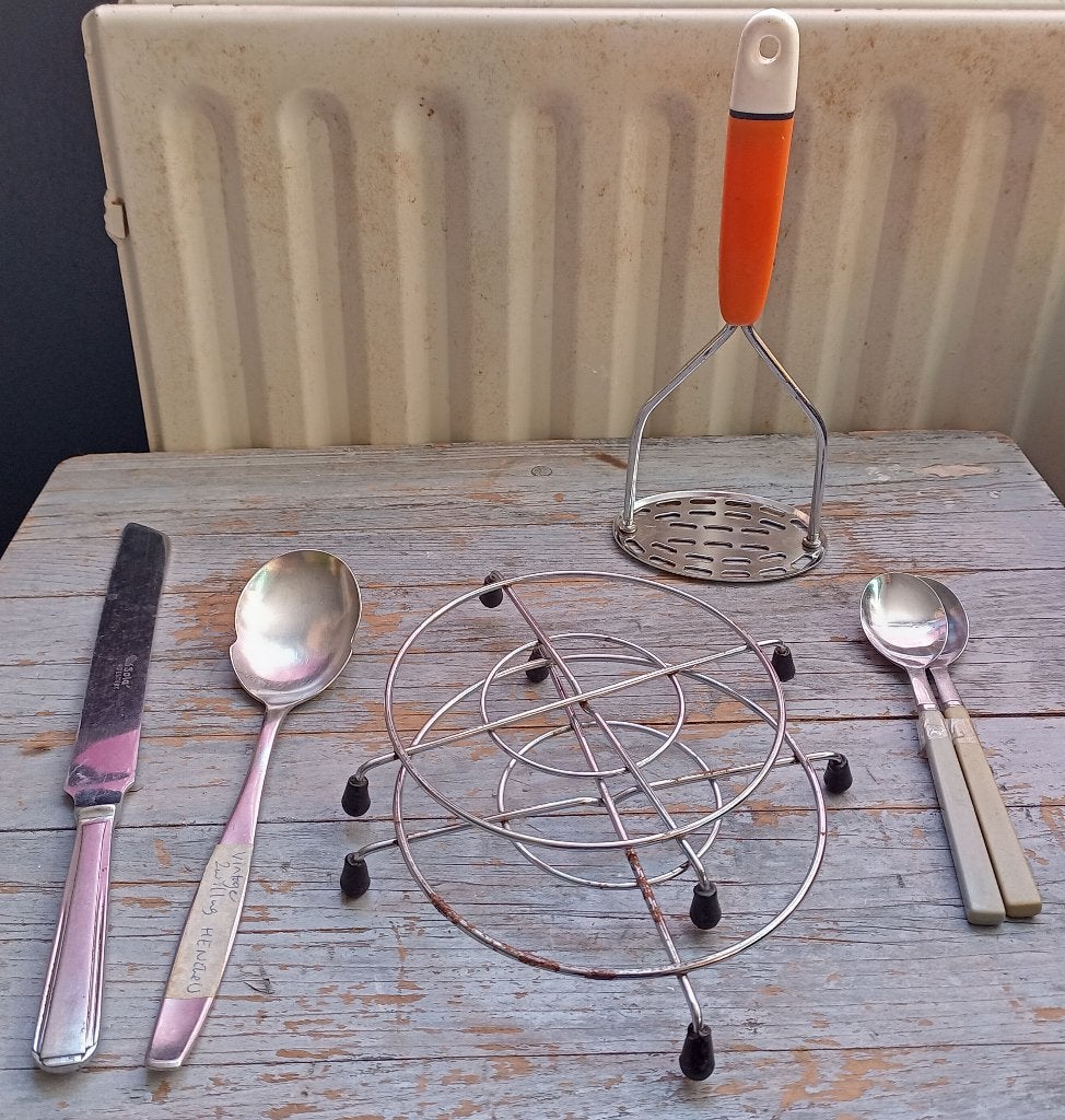 Vintage jaren '50 '60 onderzetters en keukenspullen, Ophalen of Verzenden, Gebruikt, Overig
