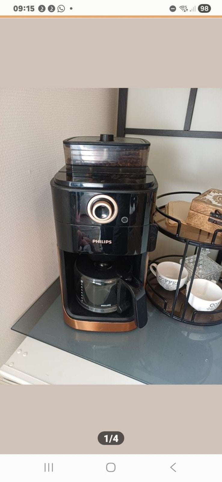 Philips Grind & Brew HD7768 koffiemachine, Witgoed en Apparatuur, Koffiezetapparaten, Gebruikt, Koffiemachine, 4 tot 10 kopjes