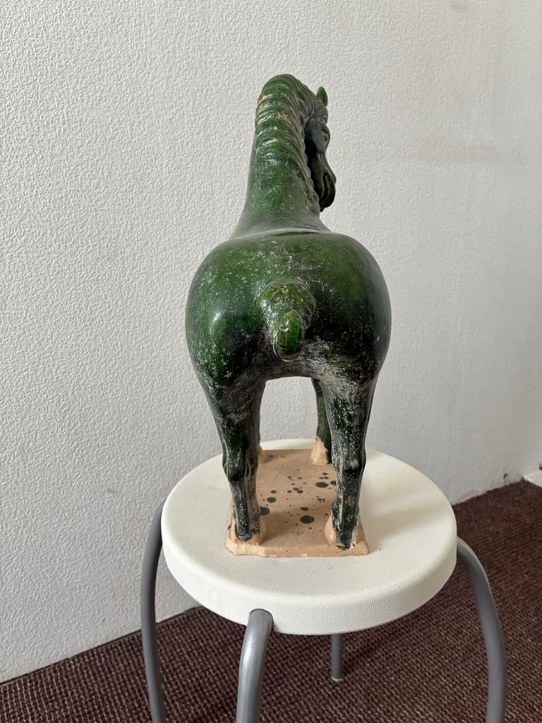 Chinees Tang-paard sculptuur, groen geglazuurd, Ophalen, Geglazuurd, Zoogdier, 20 - 50 cm