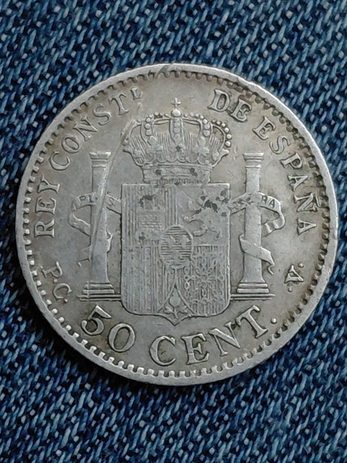 Spanje 50 Centimos 1904 PC V Alfonso XIII  - Zilver, Verzenden, Overige landen, Losse munt, Zilver