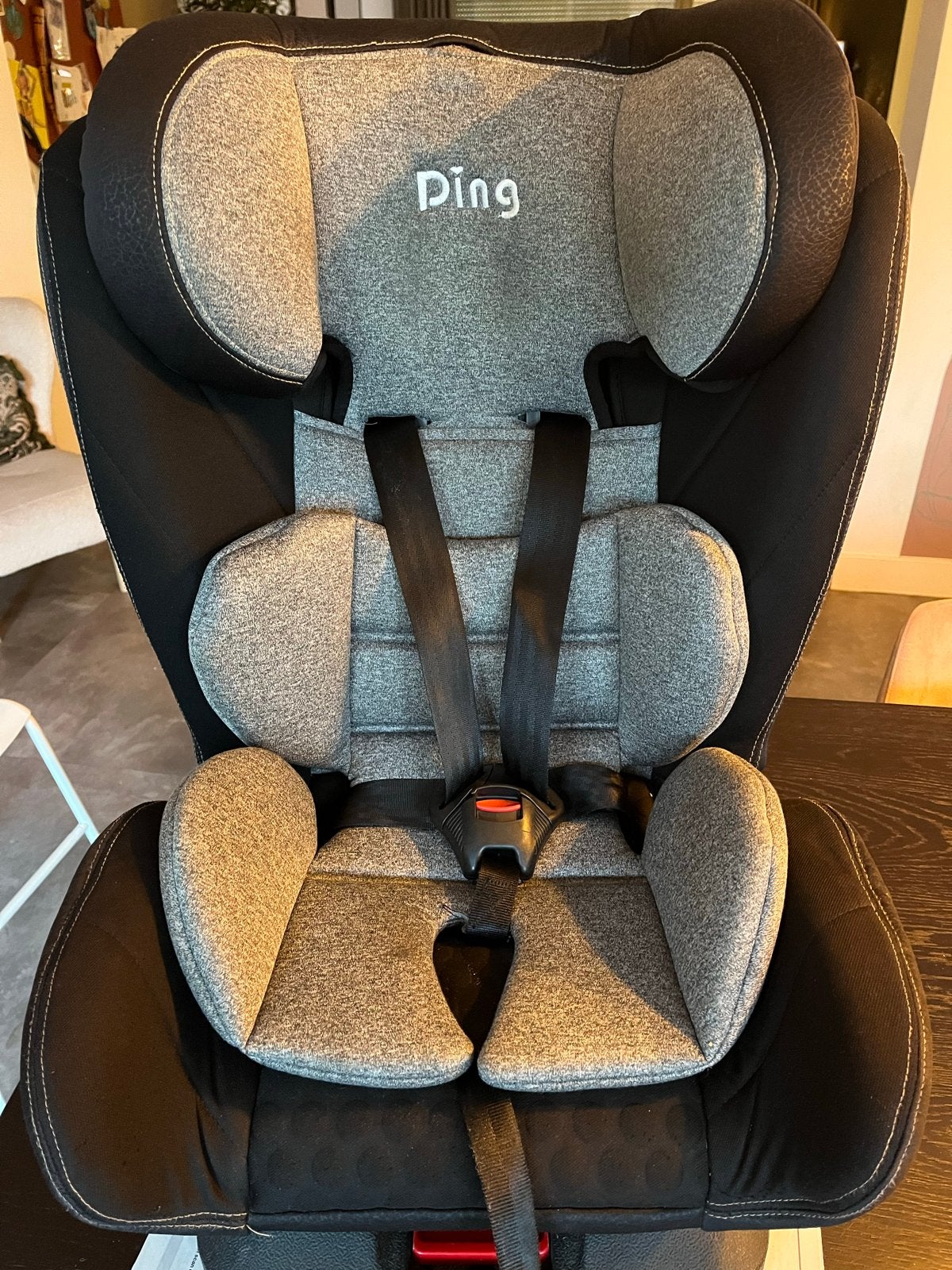 Kinderstoel grijs/zwart met Isofix en gordelbevestiging, Autogordel of Isofix, Gebruikt, Slaapstand, 9 t/m 36 kg