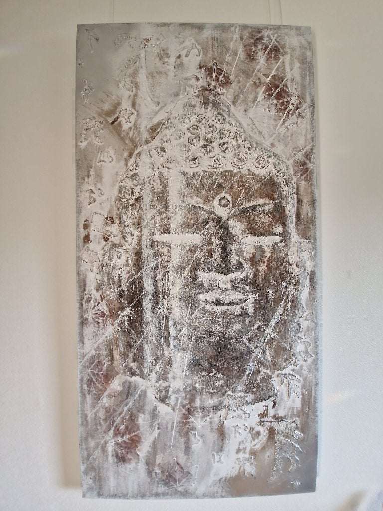 Boeddha canvas groot, Huis en Inrichting, Woonaccessoires | Schilderijen, Tekeningen en Foto's, Ophalen, Zo goed als nieuw, 125 cm of meer