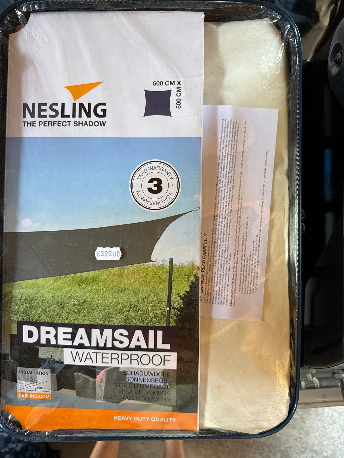 Nesling Dreamsail Waterproof Schaduwdoek 500x500 cm, Tuin en Terras, Schaduwdoeken, Ophalen of Verzenden, Nieuw