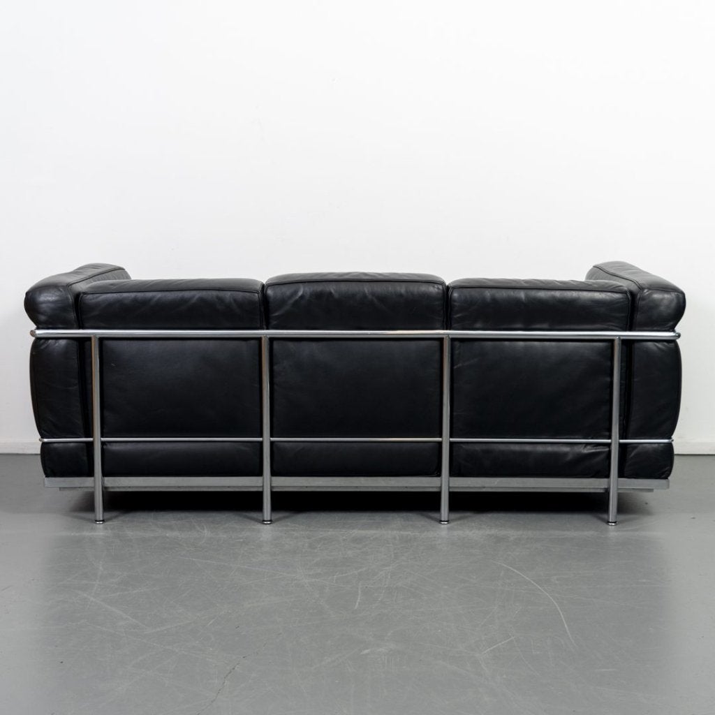 Cassina LC2 Bank 3-Zits Zwart Leer, Niet ingevuld, Zo goed als nieuw, Niet ingevuld, Niet ingevuld