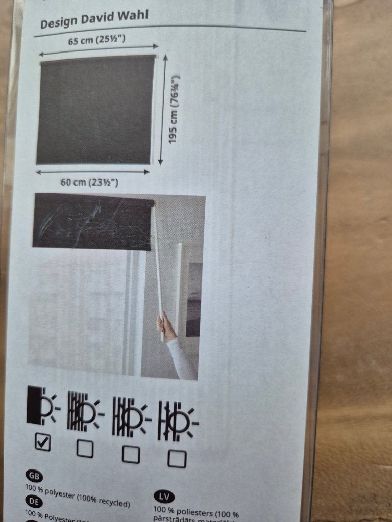 Ikea fridans verduisterend rolgordijn, Ophalen, Zwart, Nieuw, 50 tot 100 cm