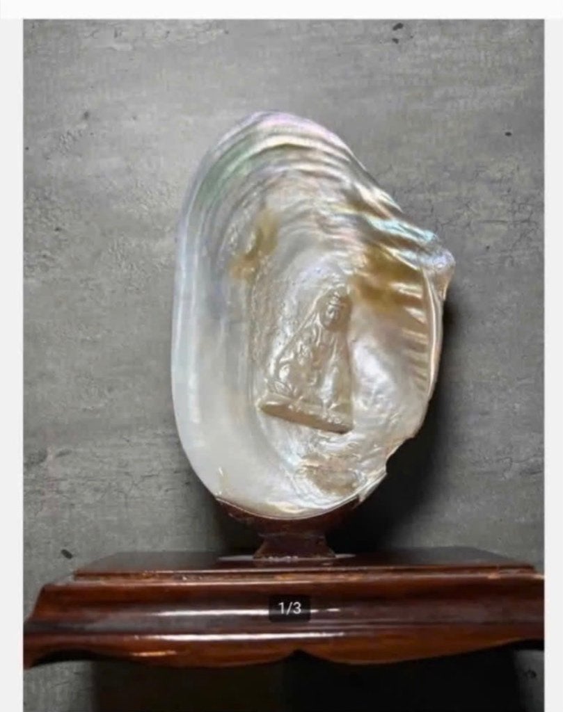 Parelmoer Schelp Kwan Yin Beeld erin op voet Vaste prijs, Ophalen of Verzenden