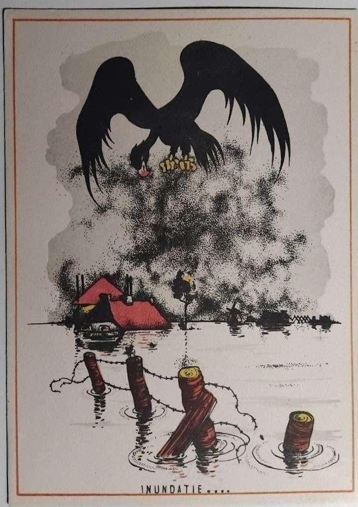 Zeldzame Illegale WO2 Propaganda Briefkaart - Inundatie, Ophalen of Verzenden, Overige soorten, Nederland, Foto of Poster