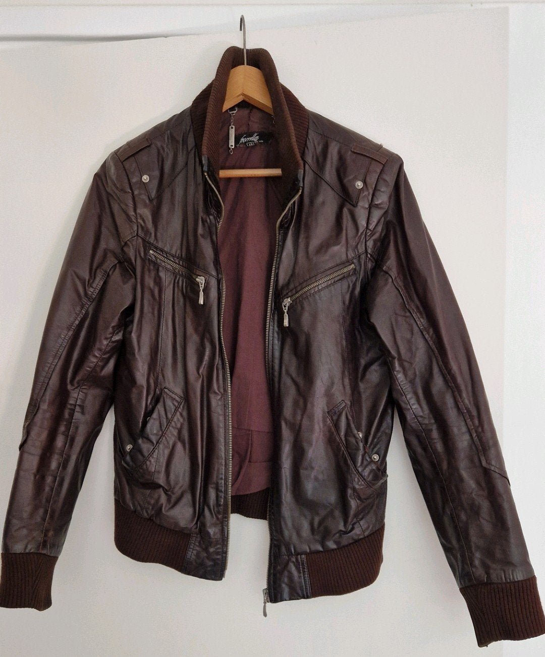 Mooie nette heren bruin lederen jas maat 48 (M) koeienleer, Froccella, Bruin, Maat 48/50 (M), Ophalen of Verzenden