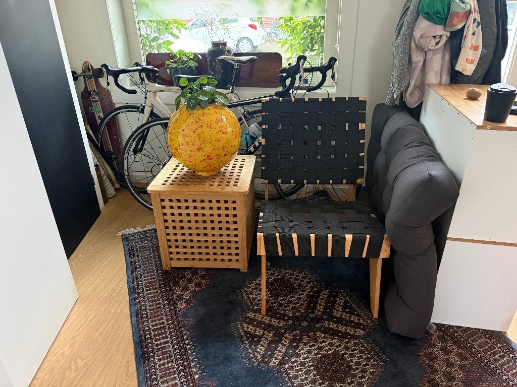 Houten kubus bijzettafel/opbergbox 50x50x50., Ophalen, 50 – 75, Gebruikt, 50 tot 100 cm