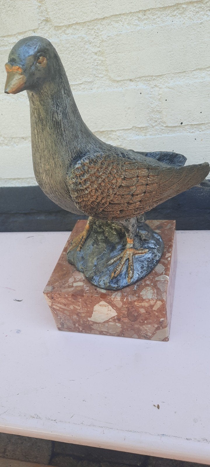 Duif Beeld op Marmeren Sokkel - Klassiek Decor, Ophalen of Verzenden, Nieuw, Steen