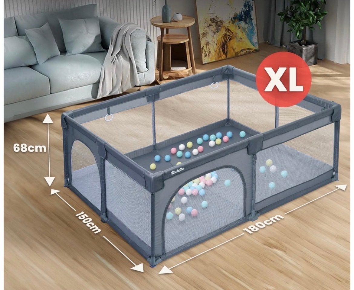 Teddle Grondbox - Baby Speelbox - 180x150cm - Grijs, Ophalen, Zo goed als nieuw, Rechthoekig