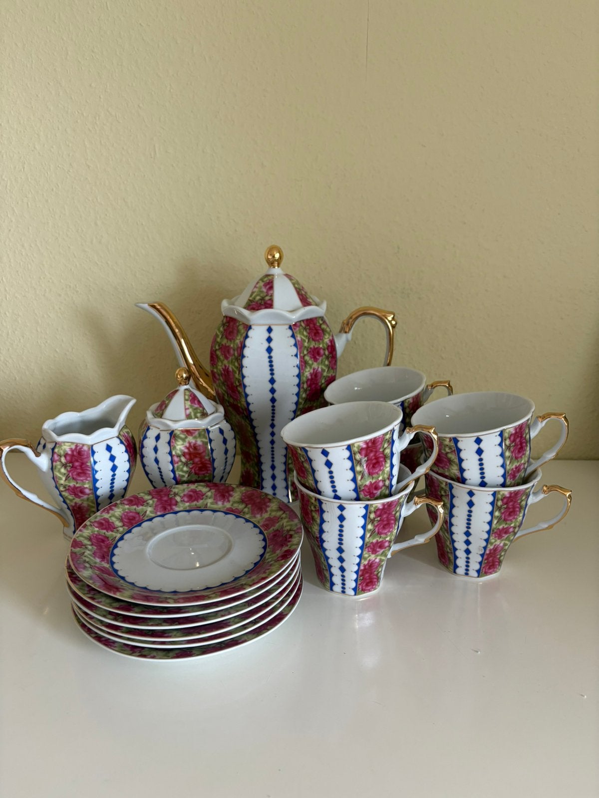 Vintage 13 delig servies Dutch Fine Porselein, Ophalen of Verzenden