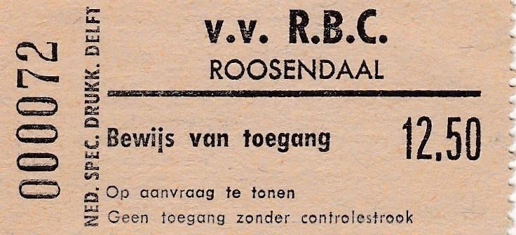Ticket RBC 1980's., Verzenden, Gebruikt, Feyenoord, Overige typen